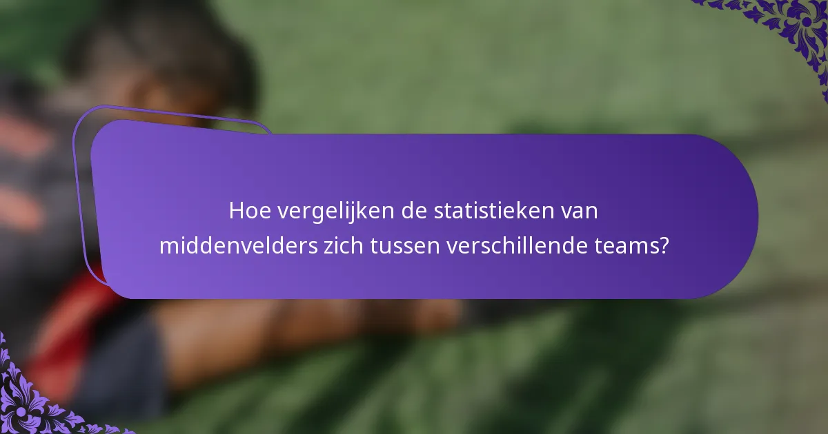 Hoe vergelijken de statistieken van middenvelders zich tussen verschillende teams?