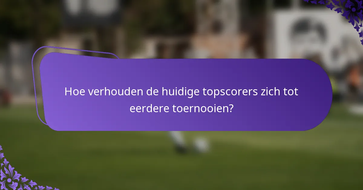 Hoe verhouden de huidige topscorers zich tot eerdere toernooien?
