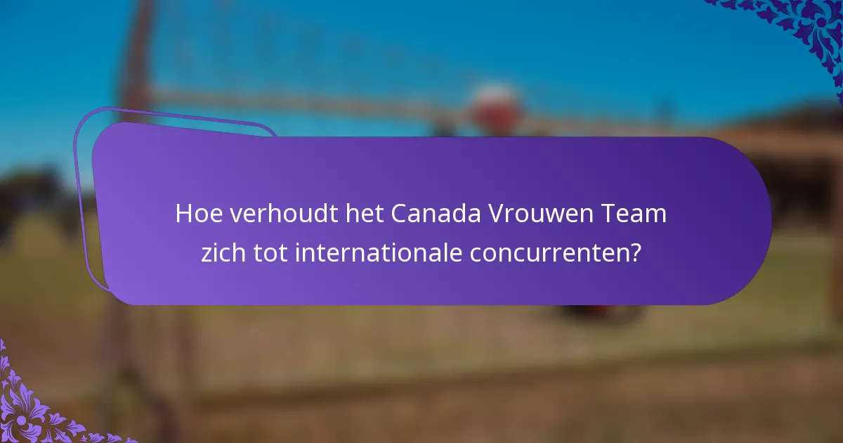 Hoe verhoudt het Canada Vrouwen Team zich tot internationale concurrenten?