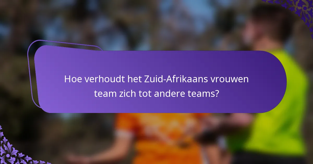 Hoe verhoudt het Zuid-Afrikaans vrouwen team zich tot andere teams?