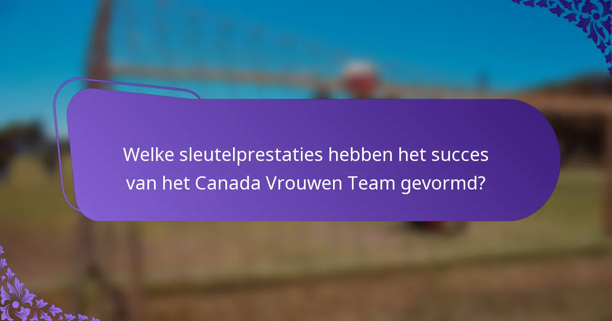 Welke sleutelprestaties hebben het succes van het Canada Vrouwen Team gevormd?